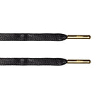 Black Waxed Flat Lace - Gold Metal Aglet - Flat Laces - LaceSpace