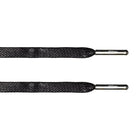 Black Waxed Flat Lace - Silver Metal Aglet - Flat Laces - LaceSpace