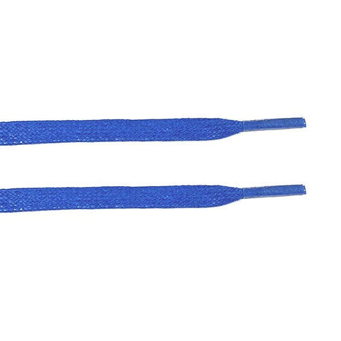 Blue Waxed Flat Lace - Clear Plastic Aglet - Flat Laces - LaceSpace