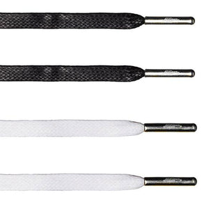 Flat Waxed Value Pack - White & Black | Silver Aglets - Flat Laces - LaceSpace