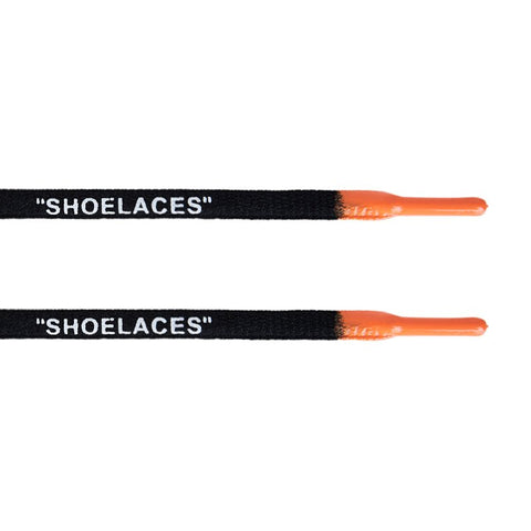Oval - "SHOELACES" inspired by OFF-WHITE x Nike - Black w/ Orange Tip - Air Max - Oval Laces - LaceSpace