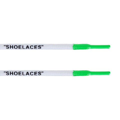 Oval - "SHOELACES" inspired by OFF-WHITE x Nike - White w/ Green Tip - Air Max - Oval Laces - LaceSpace