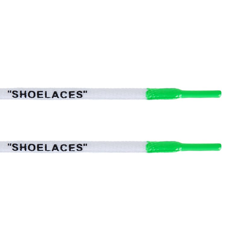 Oval - "SHOELACES" inspired by OFF-WHITE x Nike - White w/ Green Tip - Air Max - Oval Laces - LaceSpace