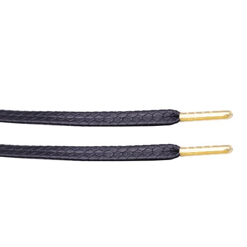 Snakeskin Black Leather Laces Gold Aglet