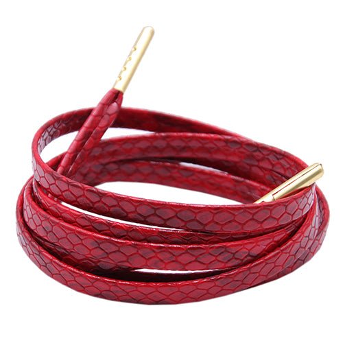 Snakeskin Red Leather Laces - Gold Aglet - Leather Laces - LaceSpace