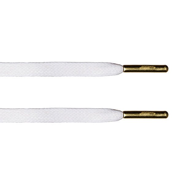 White Waxed Flat Lace Gold Metal Aglet – LaceSpace