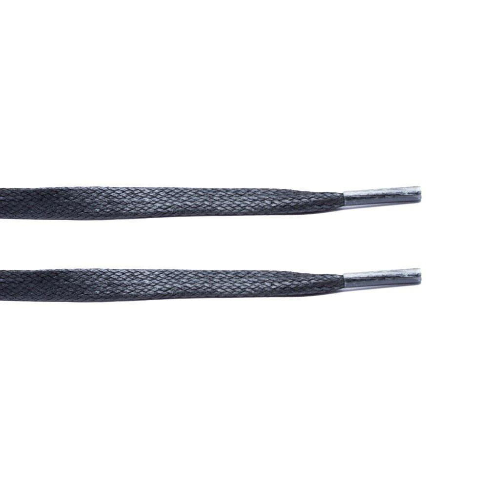 Black Waxed Flat Lace - Clear Plastic Aglet - Flat Laces - LaceSpace