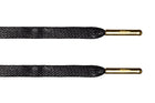 Black Waxed Flat Lace - Gold Metal Aglet - Flat Laces - LaceSpace