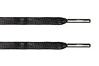 Black Waxed Flat Lace - Silver Metal Aglet - Flat Laces - LaceSpace