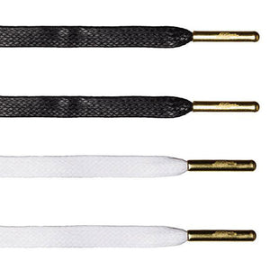 Flat Waxed Value Pack - White & Black | Gold Aglets - Flat Laces - LaceSpace