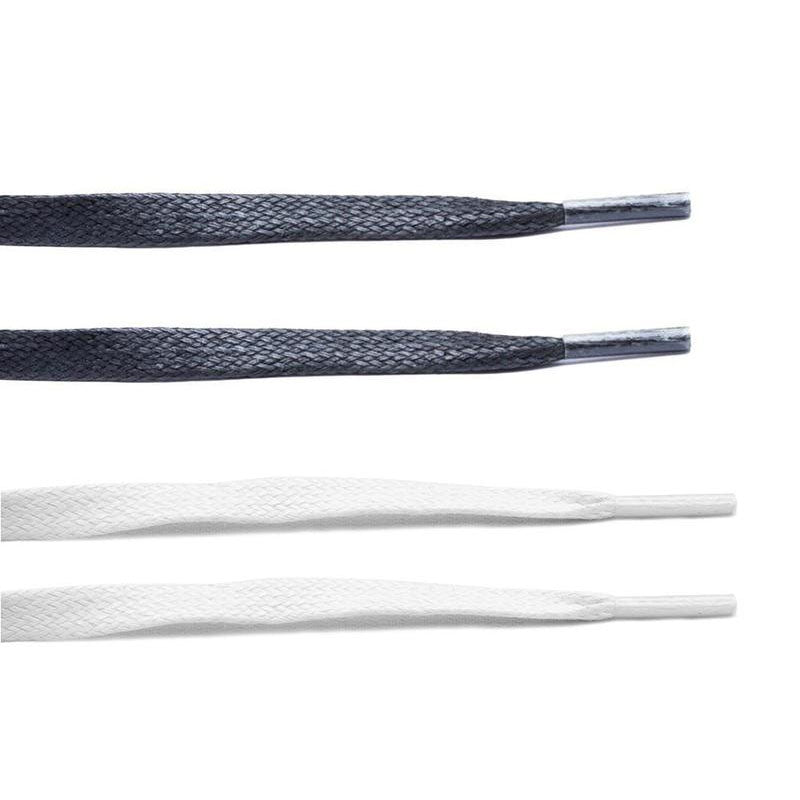 Flat Waxed Value Pack - White & Black | Plastic Aglets - Flat Laces - LaceSpace