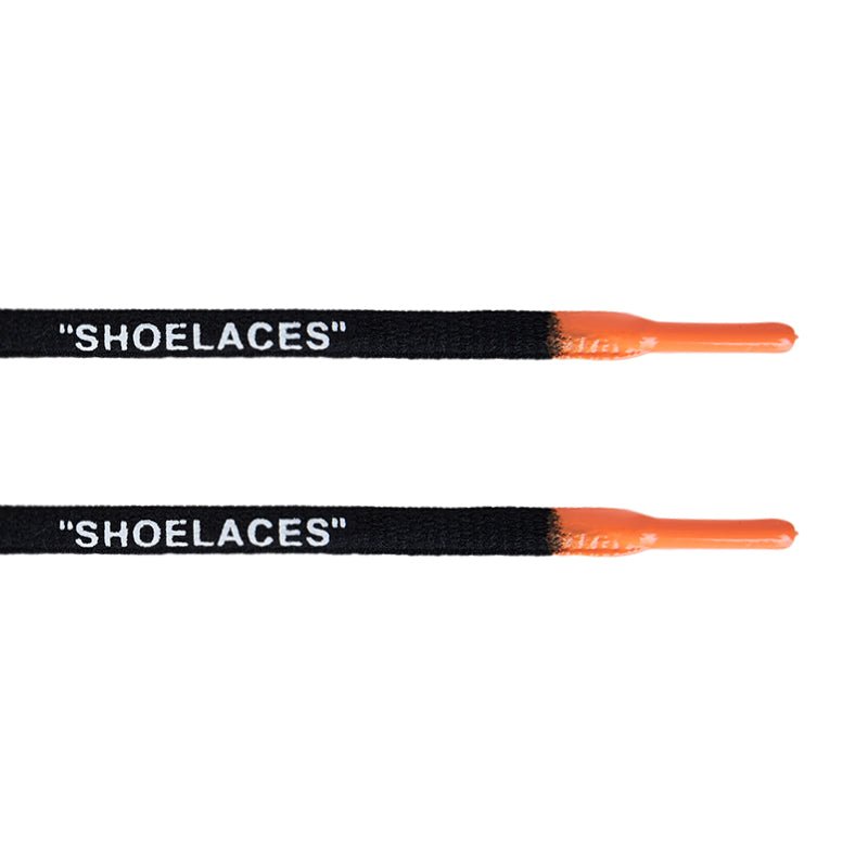 Oval - "SHOELACES" inspired by OFF-WHITE x Nike - Black w/ Orange Tip - Air Max - Oval Laces - LaceSpace