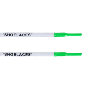 Oval - "SHOELACES" inspired by OFF-WHITE x Nike - White w/ Green Tip - Air Max - Oval Laces - LaceSpace