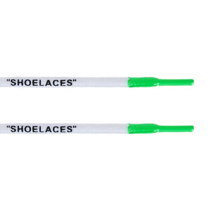 Oval - "SHOELACES" inspired by OFF-WHITE x Nike - White w/ Green Tip - Air Max - Oval Laces - LaceSpace