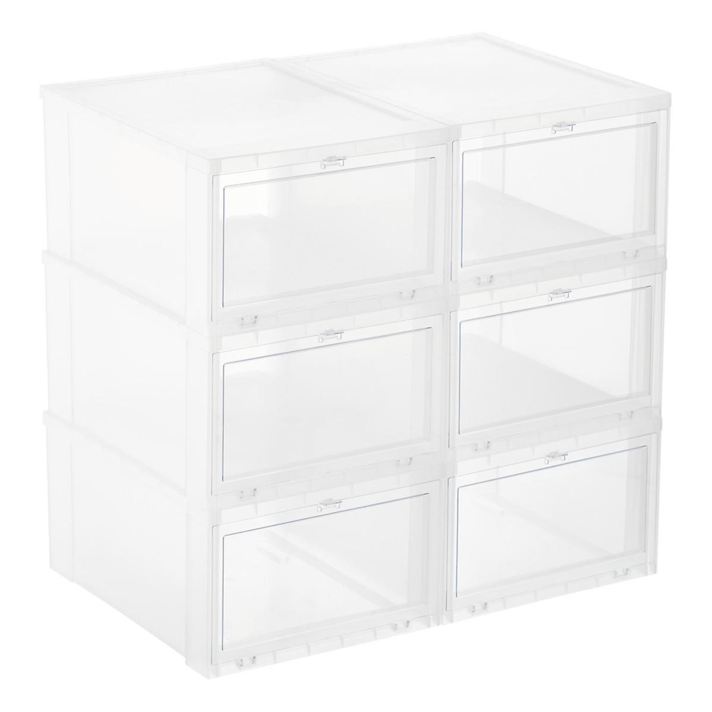 Shoe Storage Boxes (Large, Clear) - Set of 6 - LaceSpace