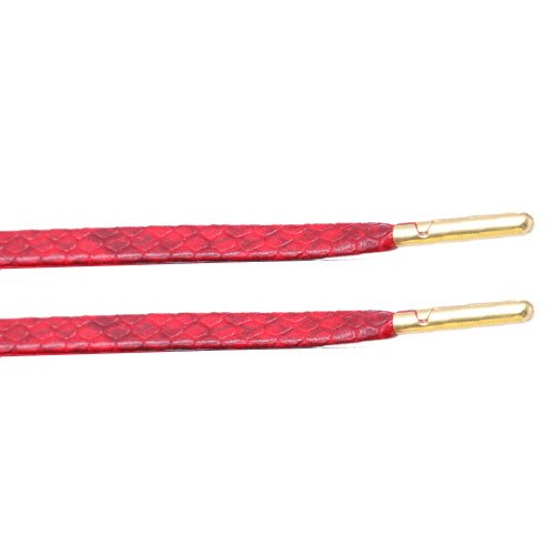 Snakeskin Red Leather Laces - Gold Aglet - Leather Laces - LaceSpace