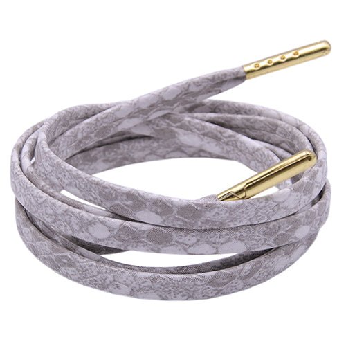 Snakeskin White Leather Laces - Gold Aglet - Leather Laces - LaceSpace