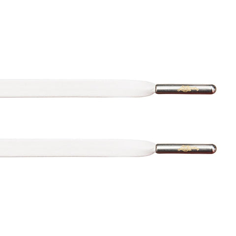 White Leather Laces - Silver Aglet - Leather Laces - LaceSpace
