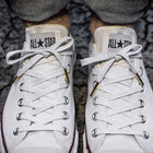 White Waxed Flat Lace - Gold Metal Aglet - Flat Laces - LaceSpace