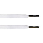 White Waxed Flat Lace - Silver Metal Aglet - Flat Laces - LaceSpace
