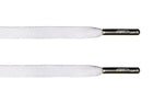 White Waxed Flat Lace - Silver Metal Aglet - Flat Laces - LaceSpace