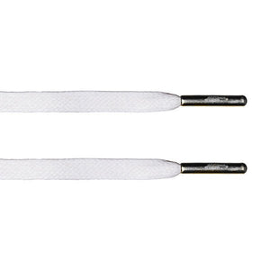 White Waxed Flat Lace - Silver Metal Aglet - Flat Laces - LaceSpace