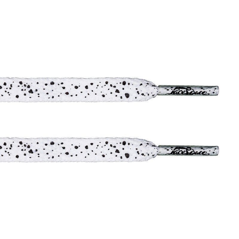 White/Black Speckled Flat Lace - Flat Laces - LaceSpace